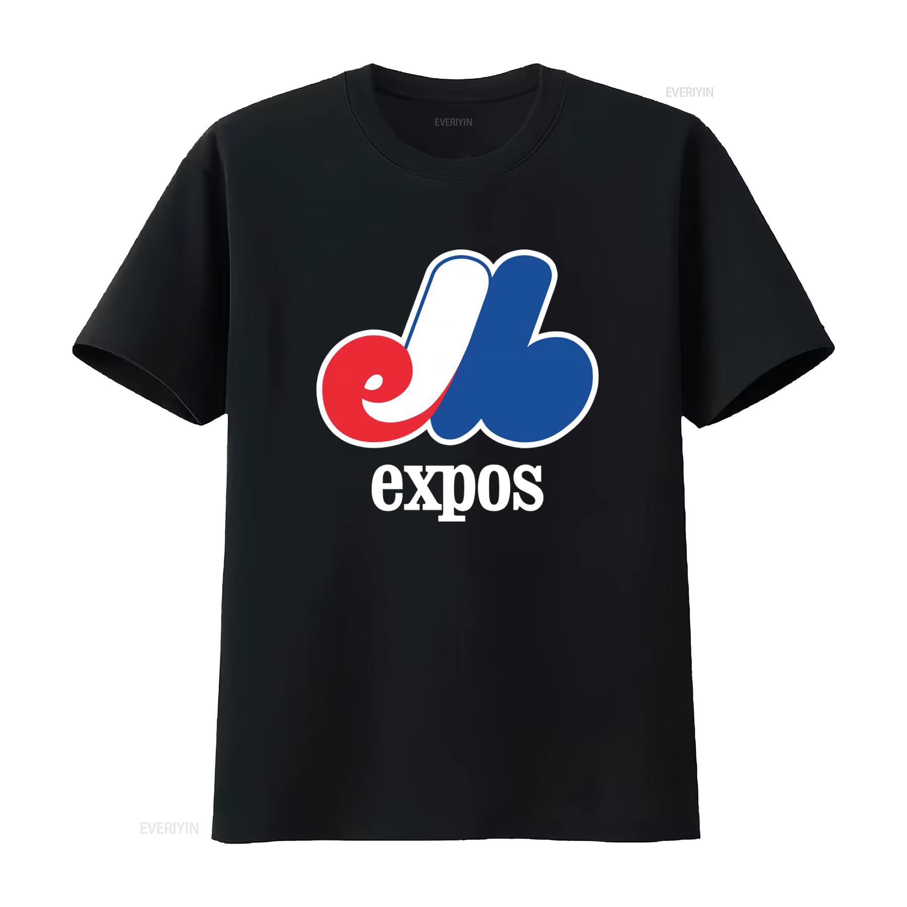 T-shirt bleu royal des Expos de Montréal, Canada, style streetwear, hip-hop, vintage, délavé, graphi