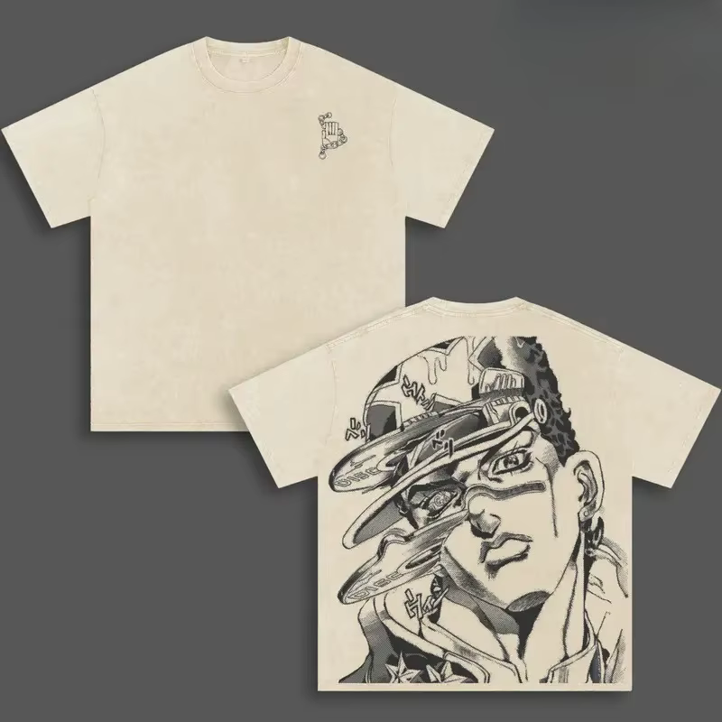 T-shirt graphique Anime JoJo's Bizarre Adventure Joutarou pour hommes et femmes, vêtements surdimens