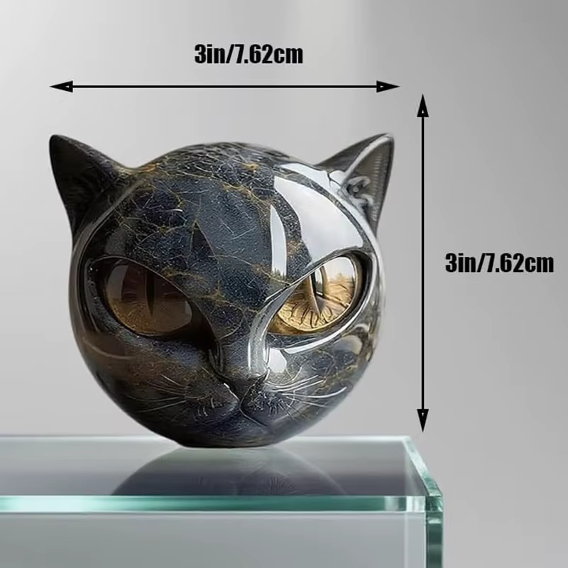 Figurine de tête de chat noir de luxe, artisanat de table en résine, Sculpture de tête de chat, cade