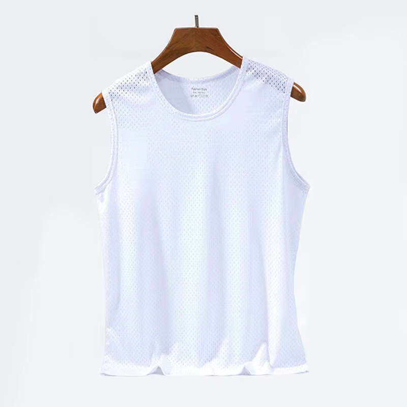 Débardeur en maille de soie glacée pour hommes, Stringer de gymnastique, chemise de musculation tran