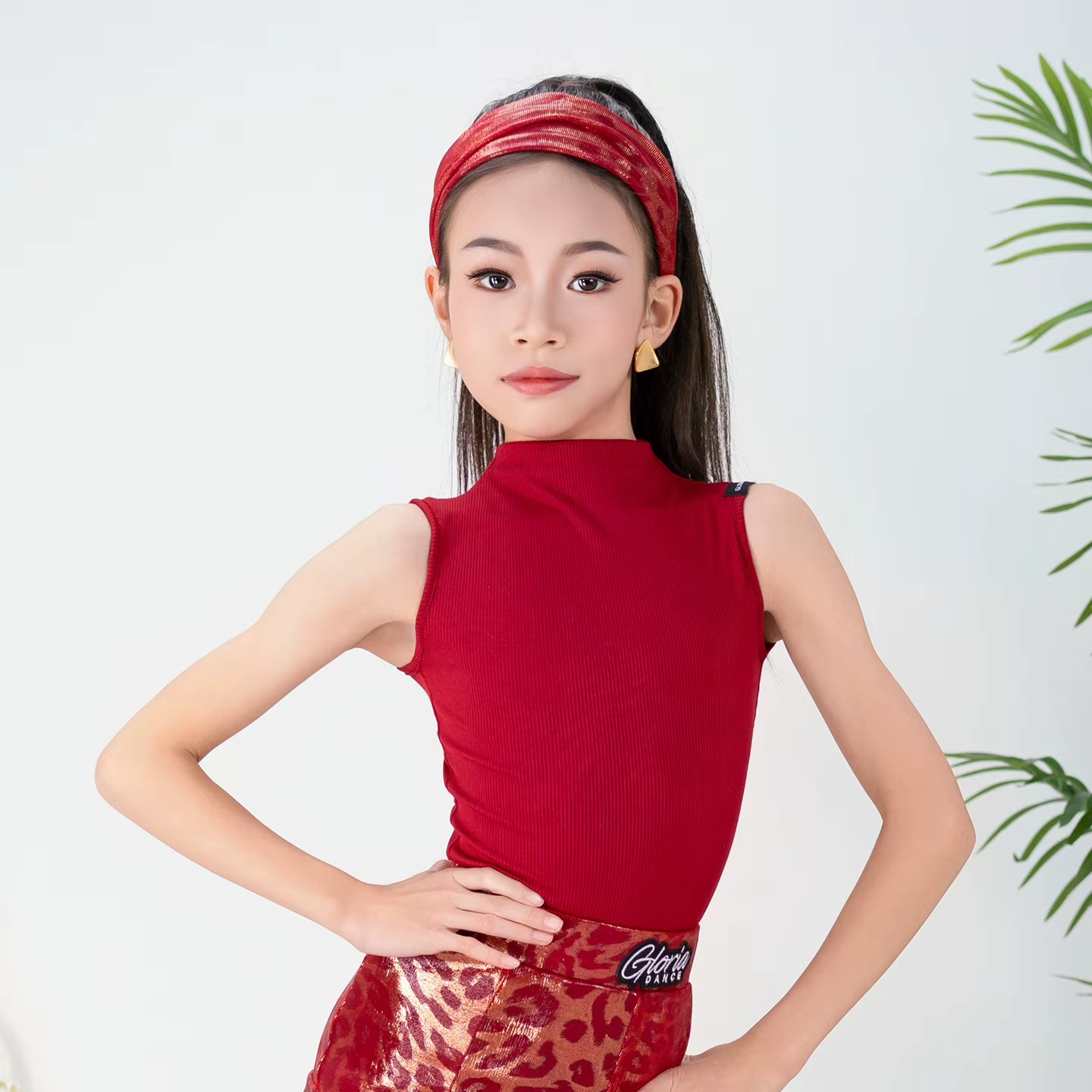 Nouvelle tenue de concours de danse latine 2026 pour filles : hauts sans manches et jupes fendues – 