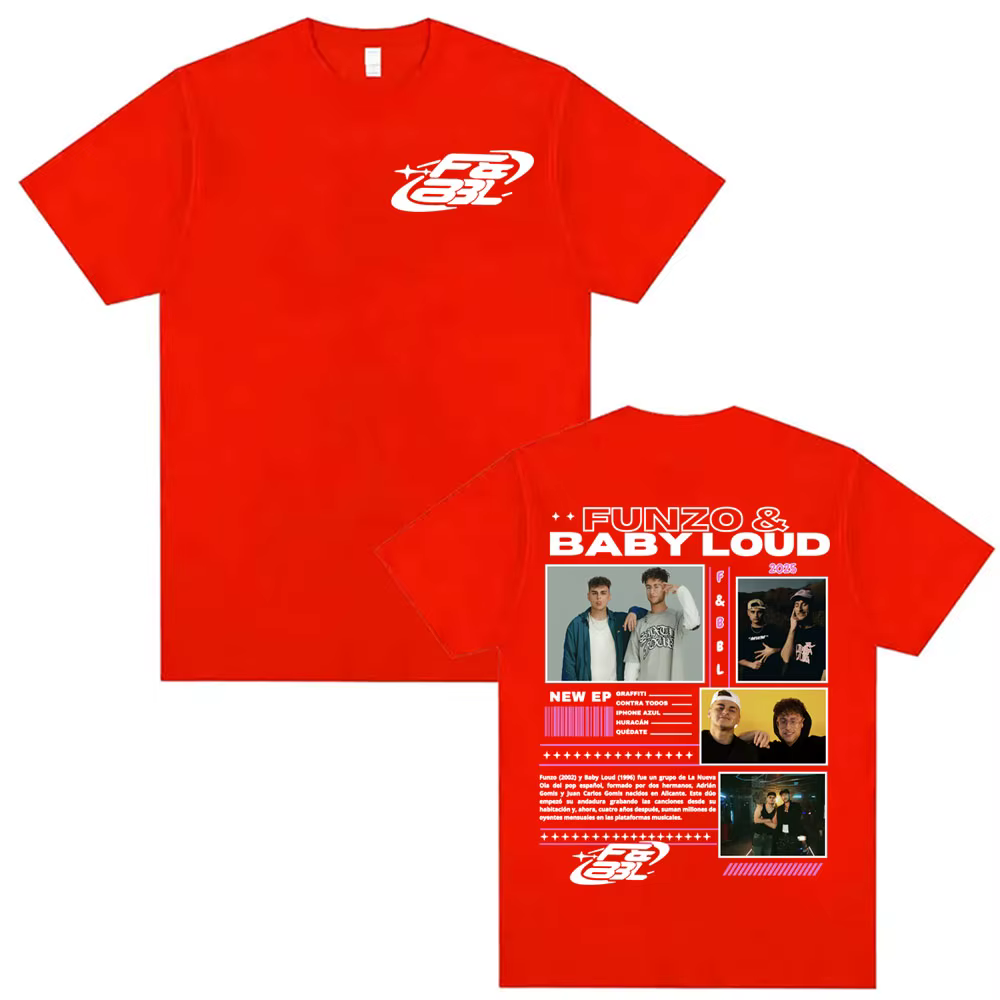 T-shirt unisexe Punk Hip Hop Streetwear, coton, mode décontractée, Rared Funzo & Baby Loud Tour, 202