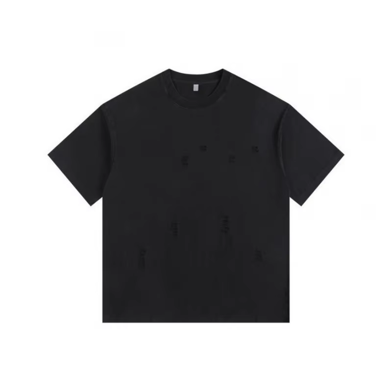T-Shirt manches courtes col ras du cou déchiré pour hommes et femmes, ample et décontracté, même rét