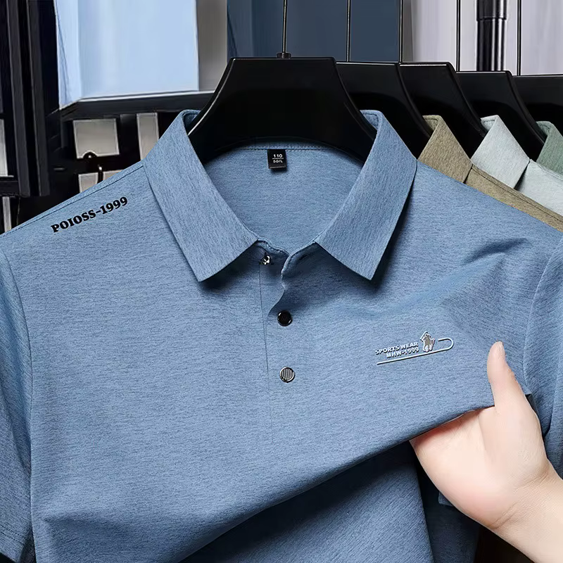 Polo haut de gamme pour hommes, col rabattu, manches courtes et longues, hauts et t-shirts décontrac
