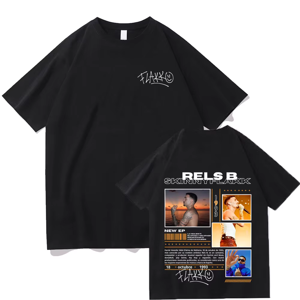 Rels B T-shirt Skiny Flakk sourire lettre graphique T-shirt été hommes dames mode à manches courtes 
