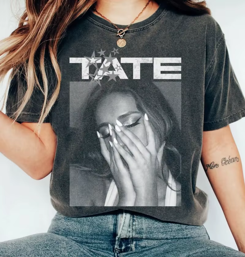 T-shirt rétro Tate McRae avec motif musical pop rétro, article stylé unisexe pour fans - haut ample 