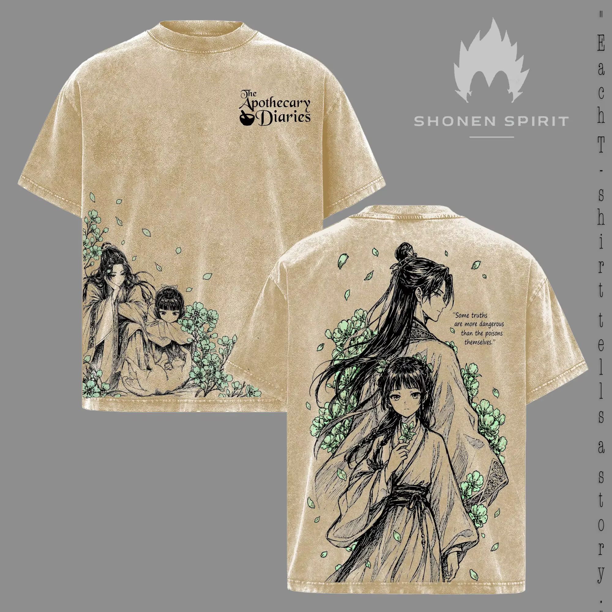 T-shirt Anime The Apothecary Diaries Maomao, T-shirt oversize délavé, hauts pour hommes, vêtements d