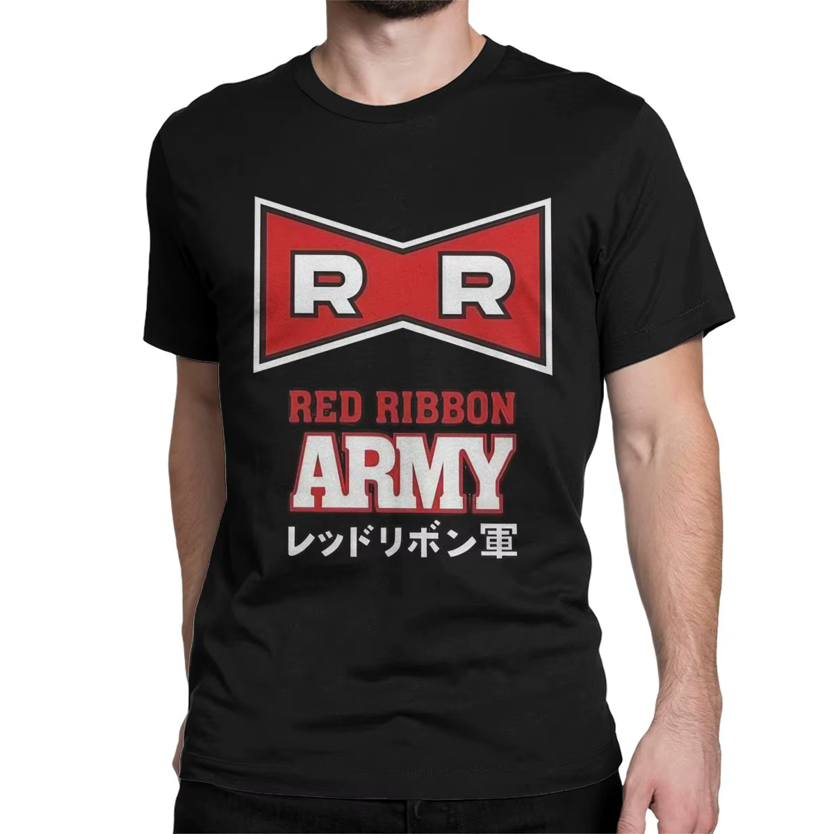 Logo Anime t-shirt pour hommes femmes coton nouveauté T-Shirts col rond ruban rouge armée T-Shirts à