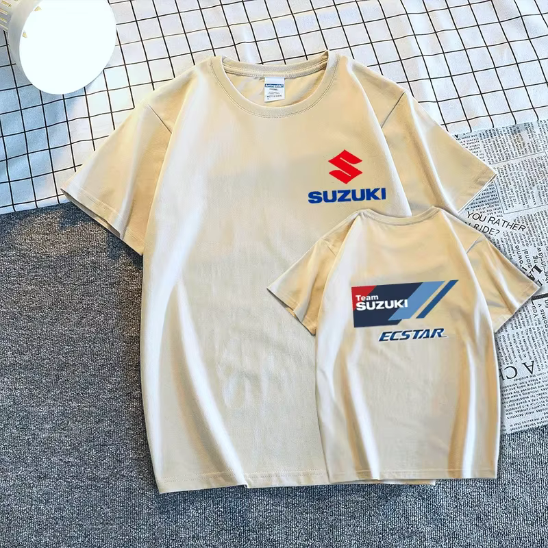 T-shirt tendance pour homme en coton 100% de la marque Suzuki New Motorcycle Club, idéal pour l'été,