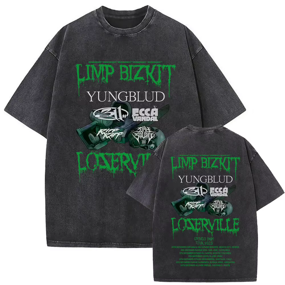 Y2k t-shirt hommes vêtements lavé Vintage groupe de Rock Limp Bizkit Album graphique 2025 hommes vêt