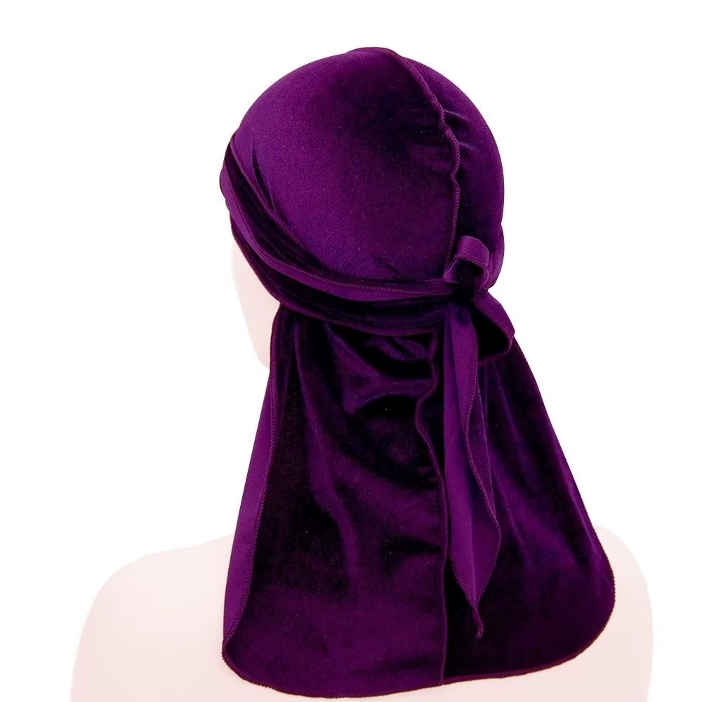 Nouveaux bonnets durags en velours respirants, turban élastique réglable à longue queue, unisexe