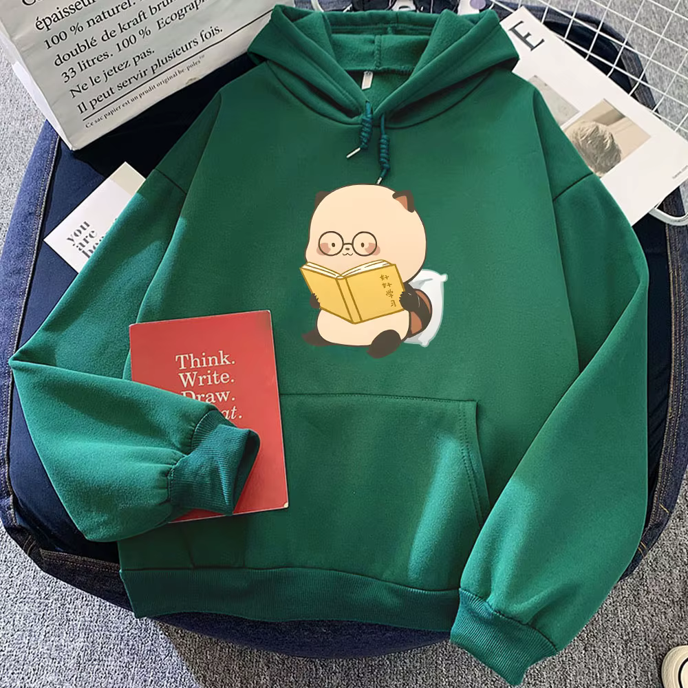 Sweats à capuche graphiques de lecture de raton laveur pour femmes et hommes, pulls mignons à capuch