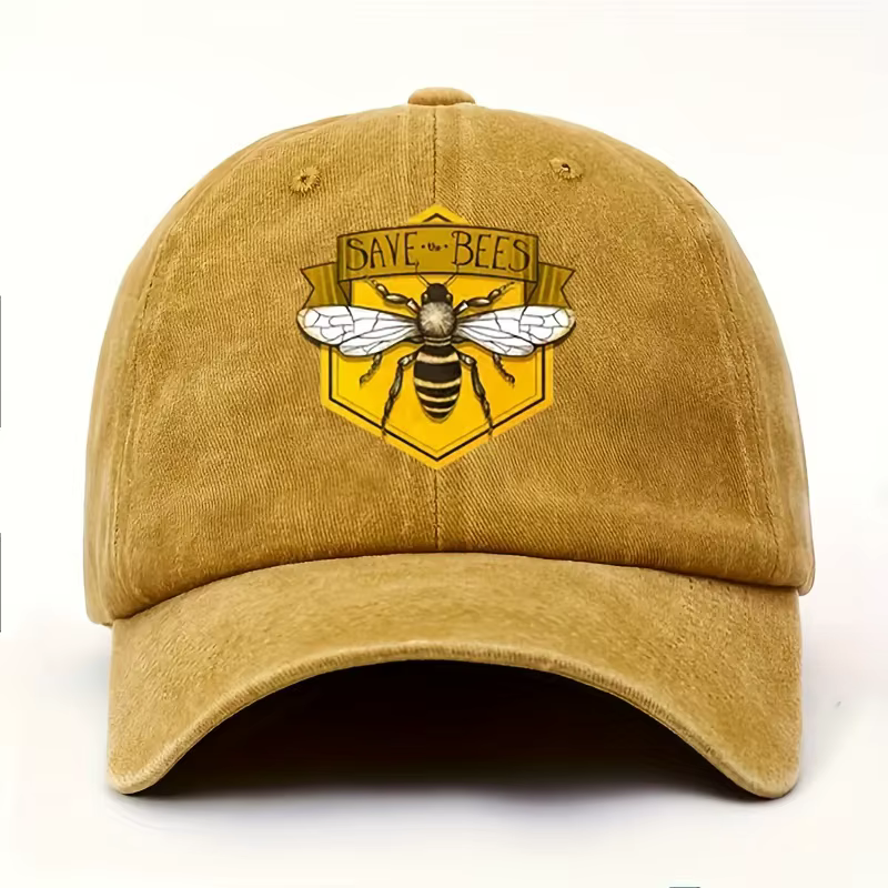 Casquette de baseball imprimée abeille, casquette décontractée d'extérieur réglable pour hommes et f