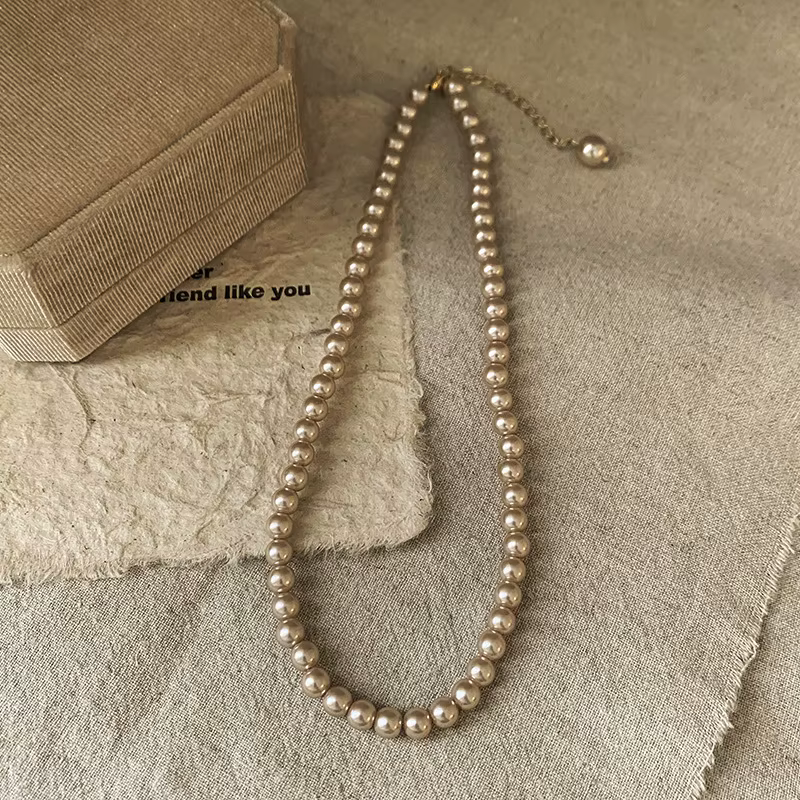 Collier de perles de couleur Champagne pour femmes, accessoires de chaînes de pull de luxe