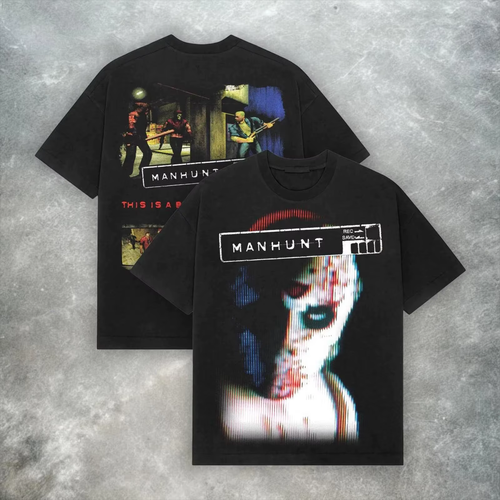 Manhunt Retro Y2K T-shirt American Street Wear pour hommes et femmes, haut ample et décontracté à co