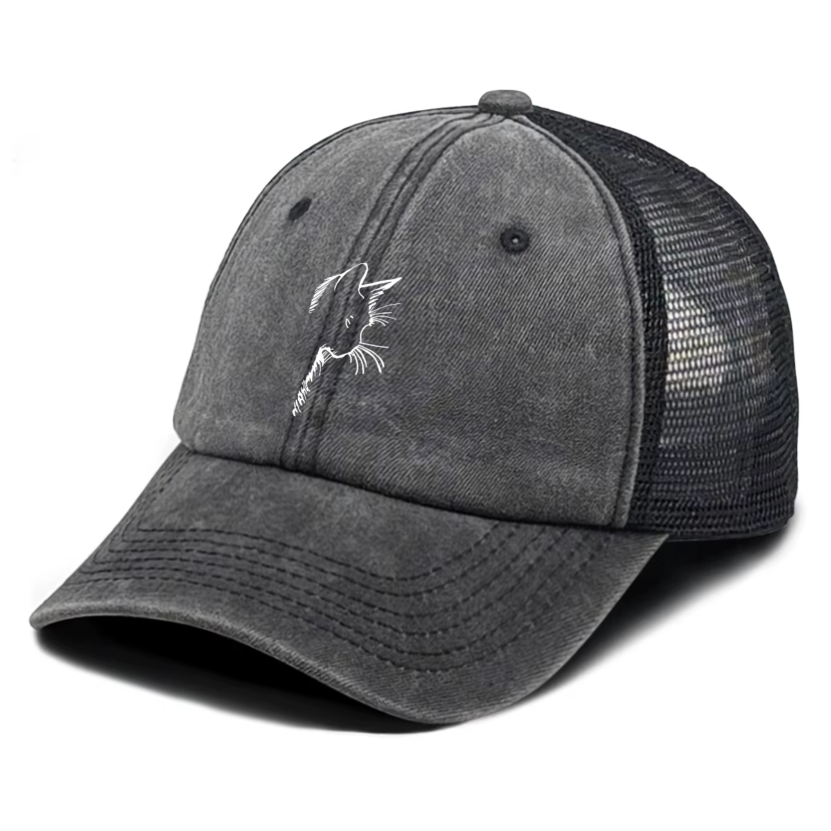 Casquette de camionneur imprimée chat blanc mignon, réglable, toutes saisons, style hip-hop, pour ho