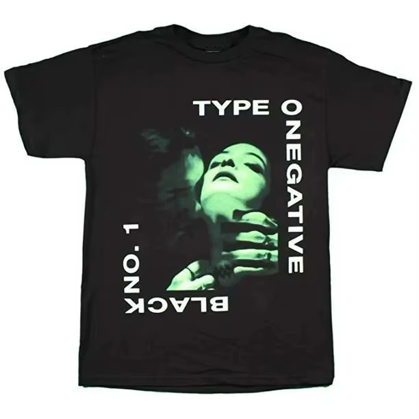 Noir No 1 noir manches courtes t-shirt le même imprimé haut en coton Type O négatif pour hommes et f
