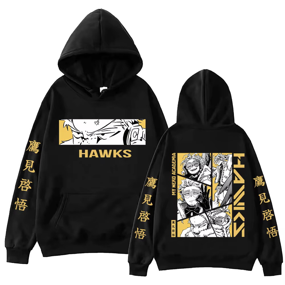 Sweat à capuche Anime My ForeAcademia Hawks pour hommes et femmes, Streetwear à capuche Anime, souri