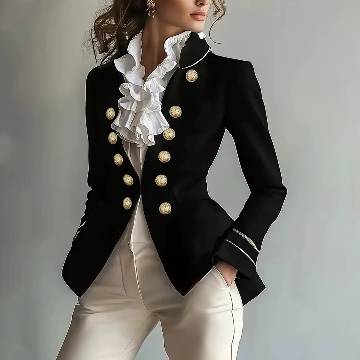 Blazer manteau femmes costumes manteaux col montant vestes Y2k Streetwear travail coupe ajustée tail