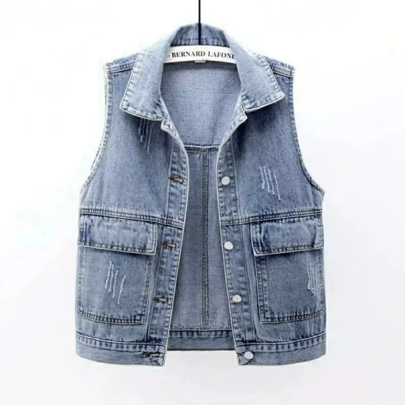 Manteau court en jean effiloché pour femme, veste en émail à boutonnage simple, vêtements à la mode,