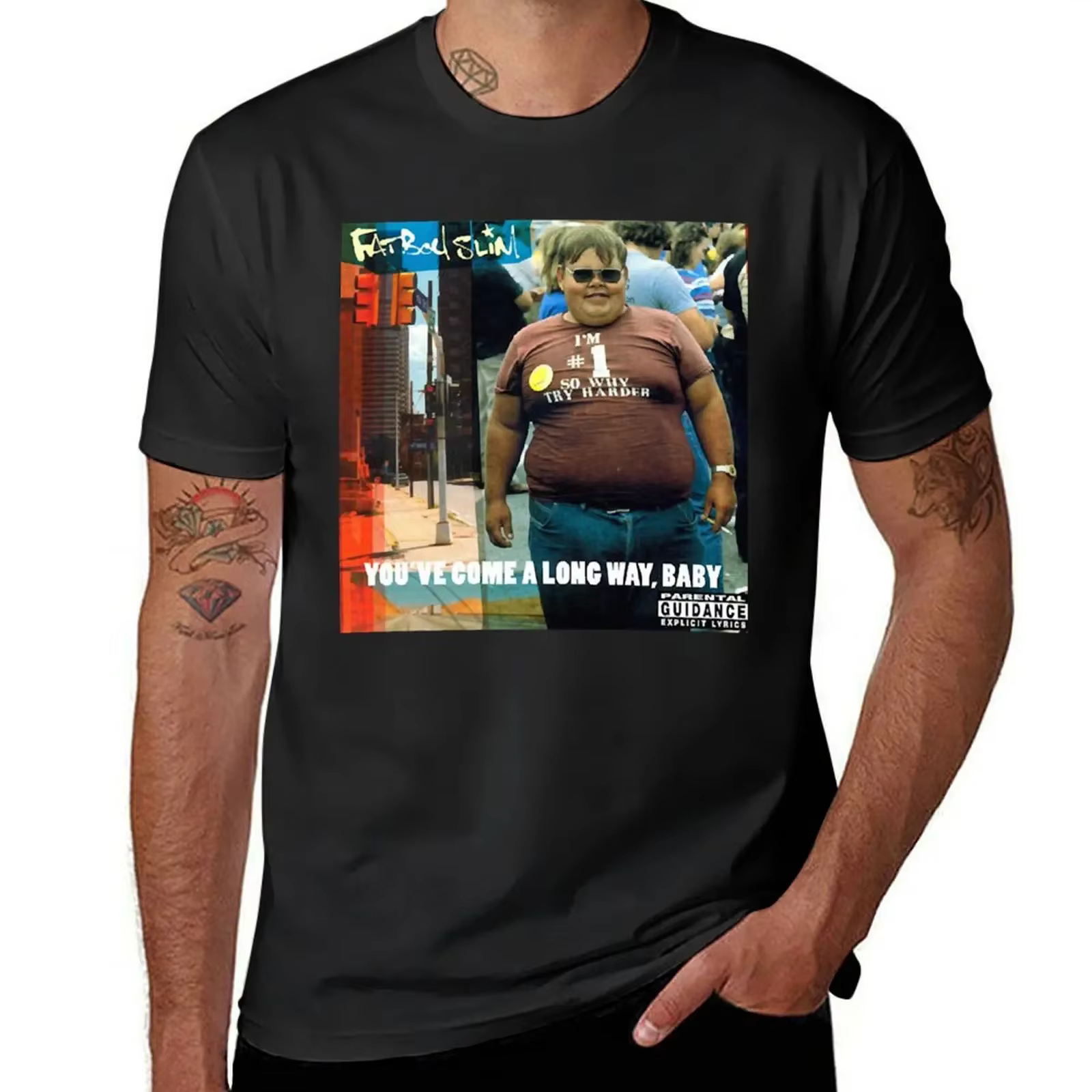 T-shirt classique Fatboy Slim pour hommes, graphique graphique, chemise scopique, chemises noires un