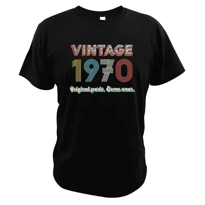 Anniversaire Cadeau 1970 Vintage Pièces D'origine Vintage Rétro '70s Polices T-shirt Hommes Coton Do