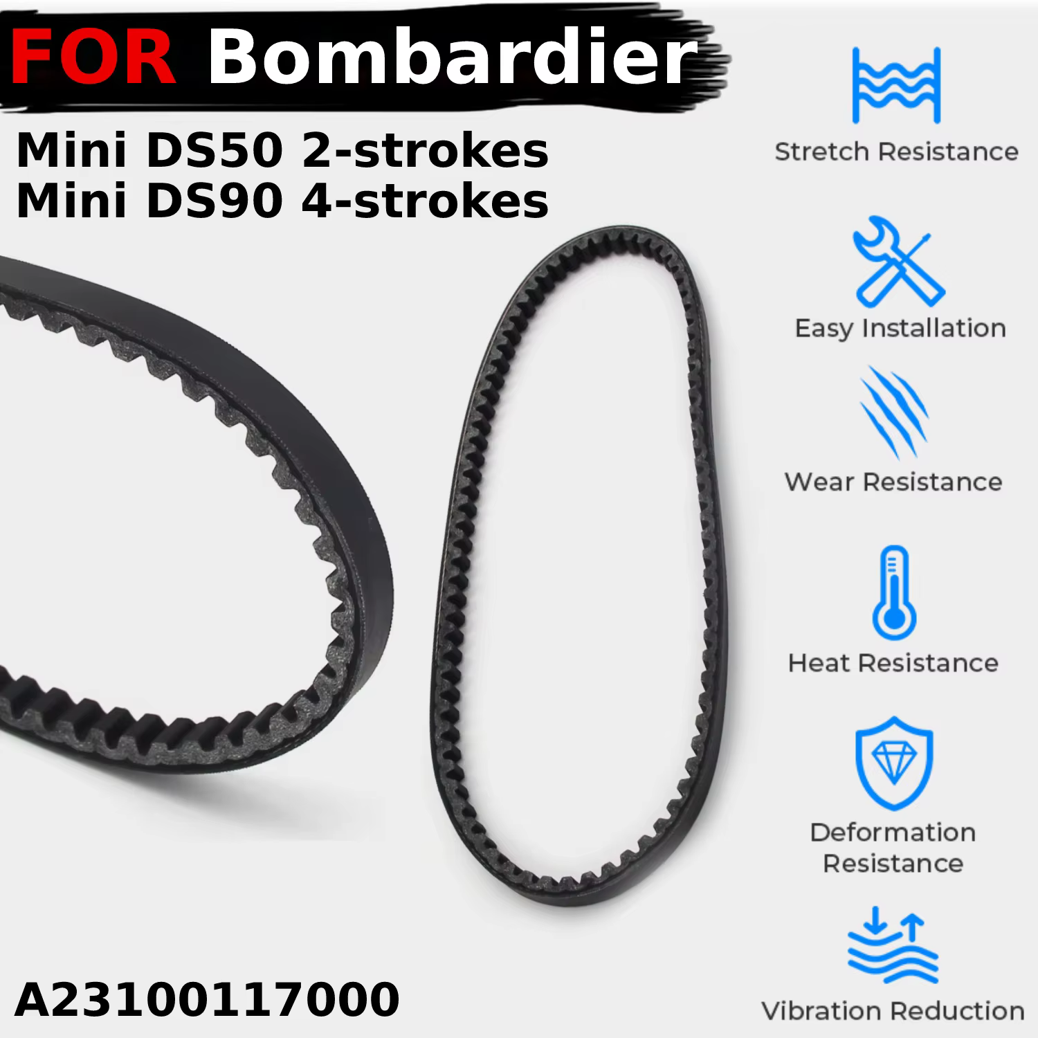 Courroie de transmission de moto pour Bombardier Mini DS50 2 temps DS90 4 temps OEM:A23100117000 Acc
