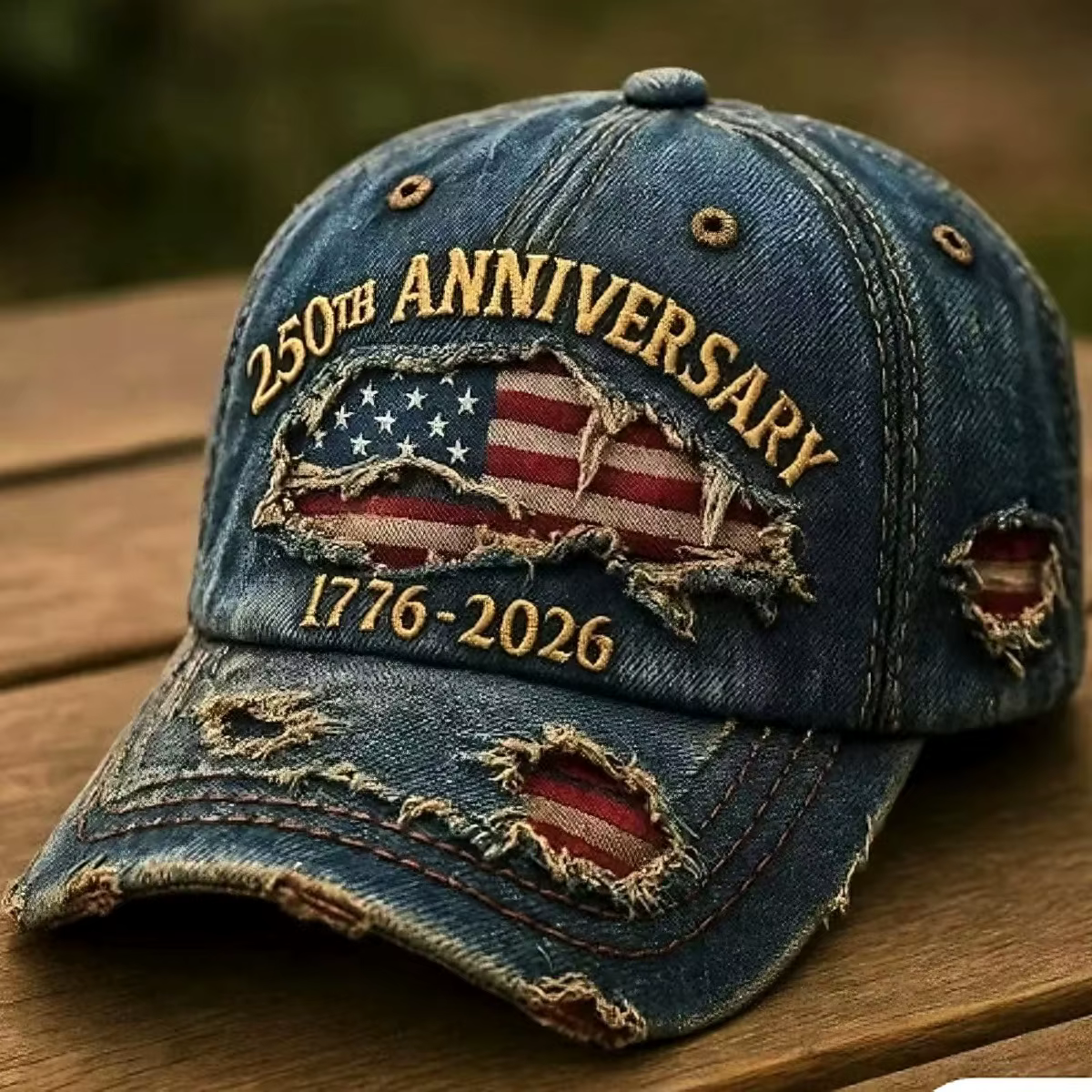 Casquette de baseball déchirée de style cowboy, commémorative du 250e anniversaire de l'indépendance