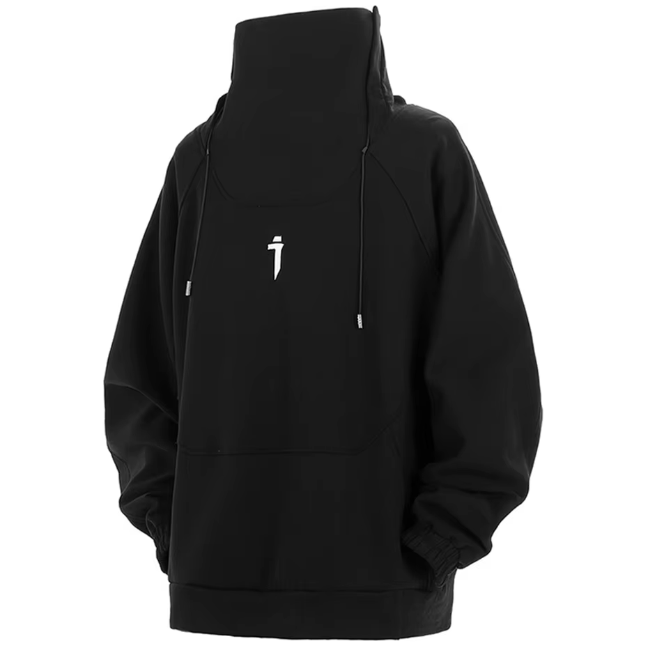 Sweat à capuche à col haut pour homme, coupe-vent, masque, fonction PVD Techwear, pull noir, mode au