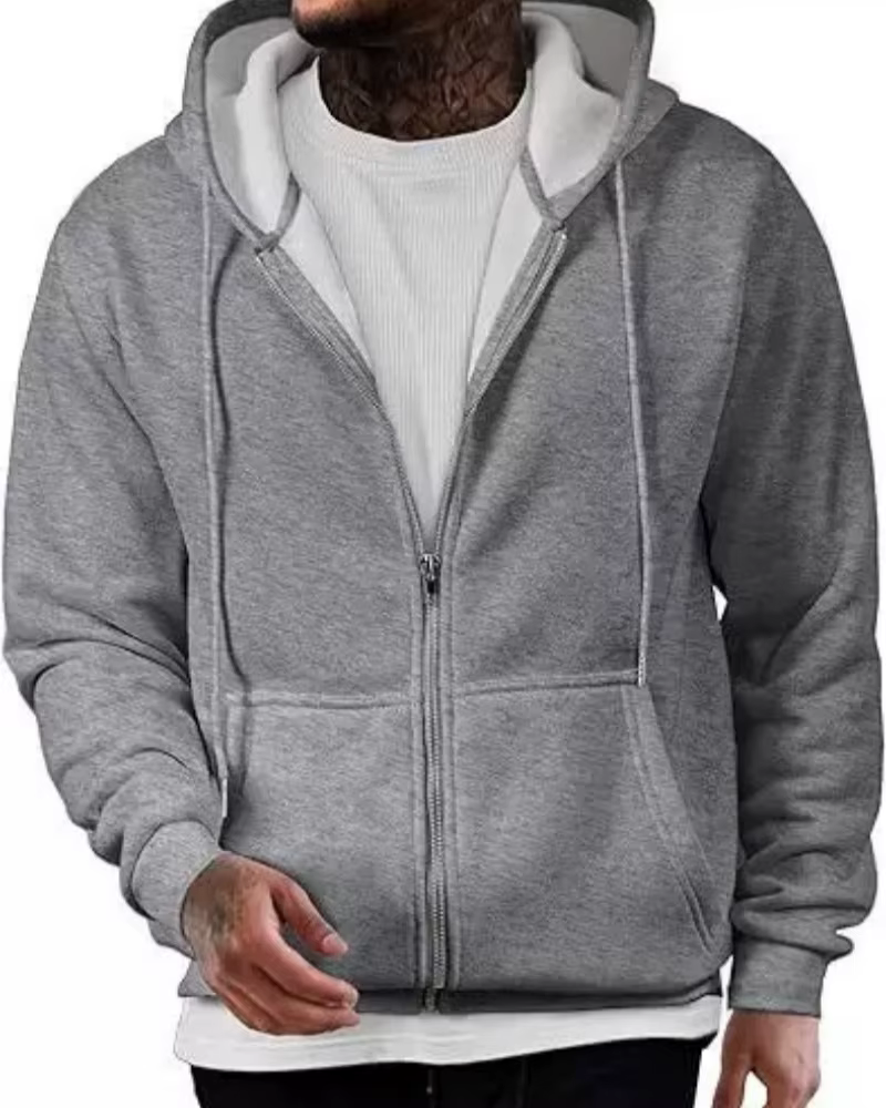 Sweat à capuche à manches longues avec fermeture éclair pour homme, vêtement de sport décontracté, c