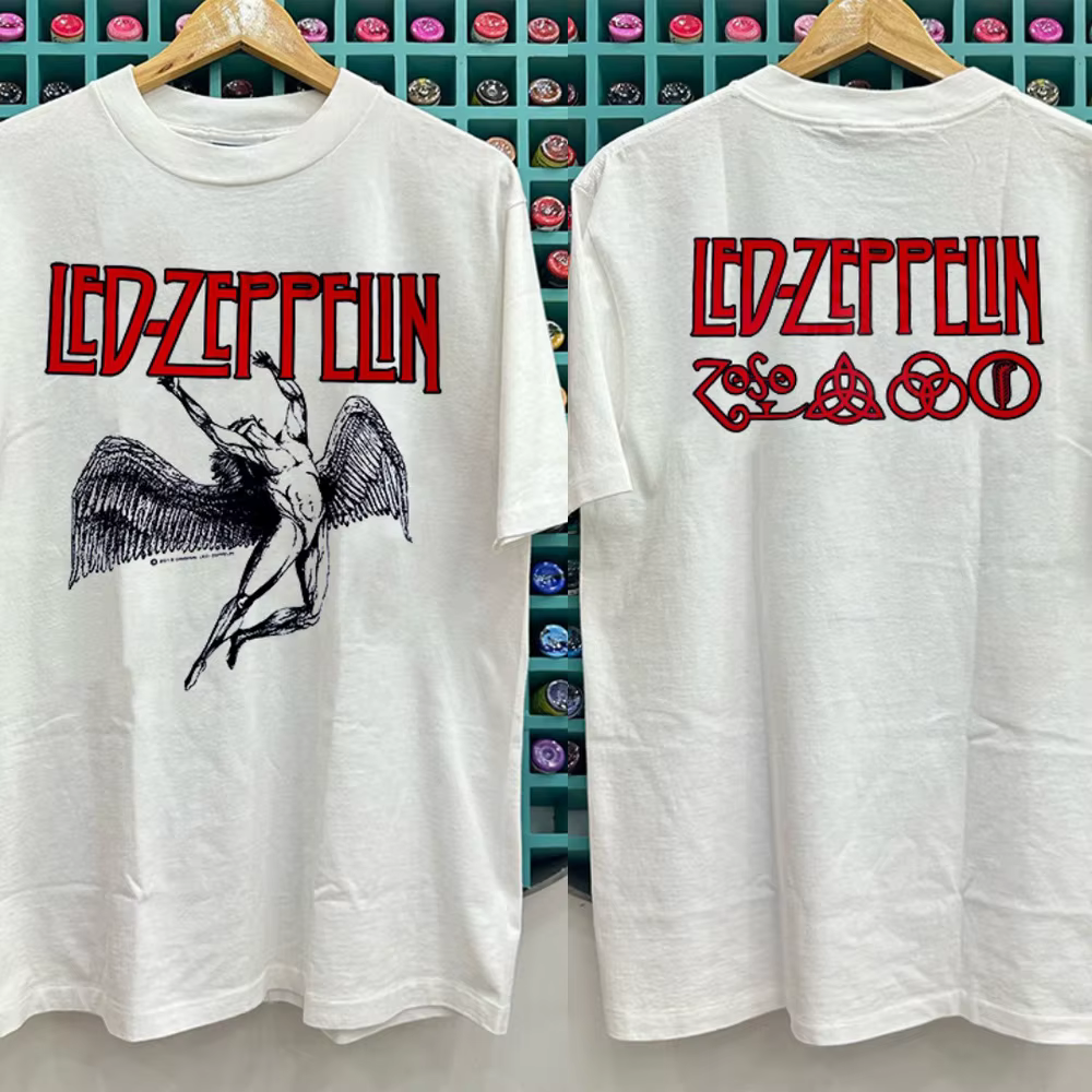 T-shirt à manches courtes Led Zeppelin Rock band 2026, mode sport, pur coton, pour homme, vêtements 