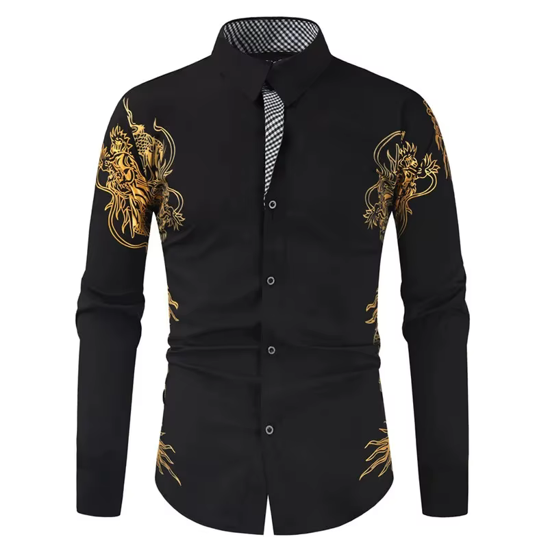 Chemise à manches longues pour homme 2026, chemise imprimée, nouveau style tendance, décontractée, d