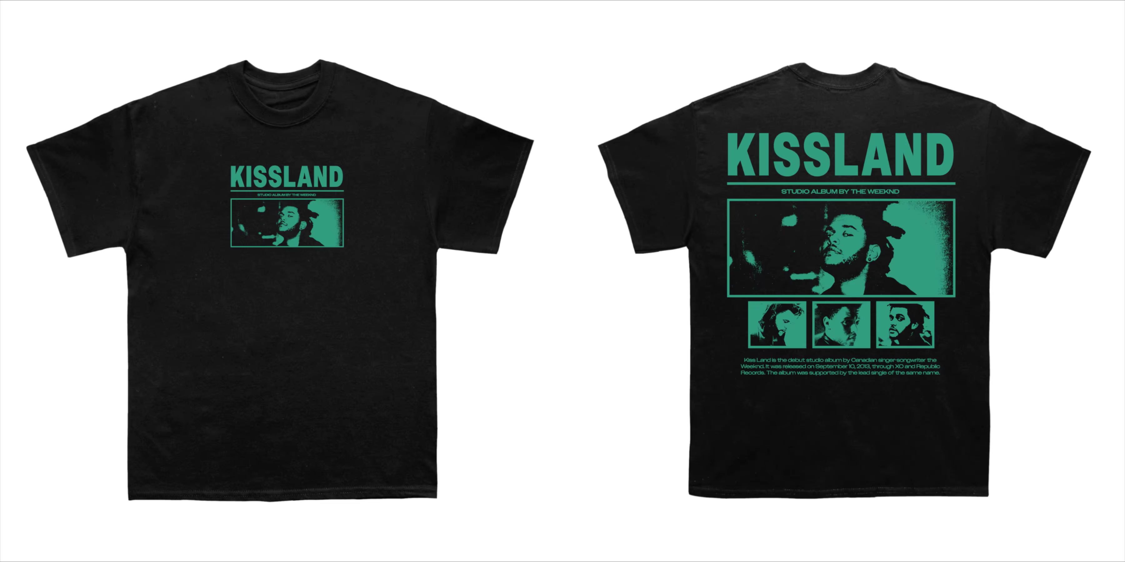 The Weeknd Kissland T-shirt graphique rétro R&B Pop Streetwear en coton surdimensionné à manches cou