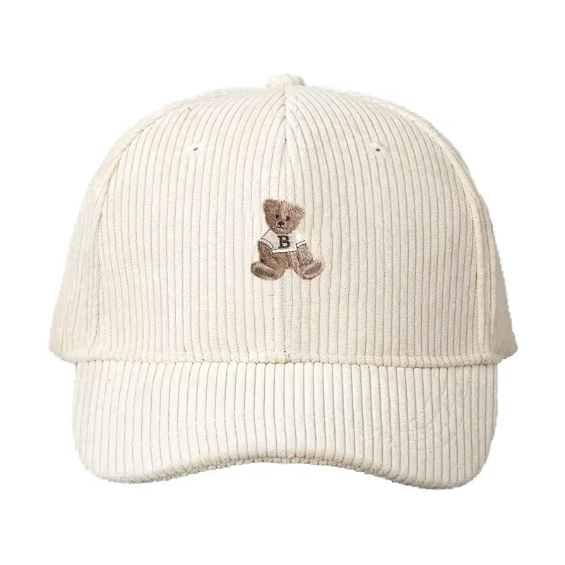 Casquette de Baseball en velours côtelé pour hommes et femmes, motif ours en peluche, Protection sol