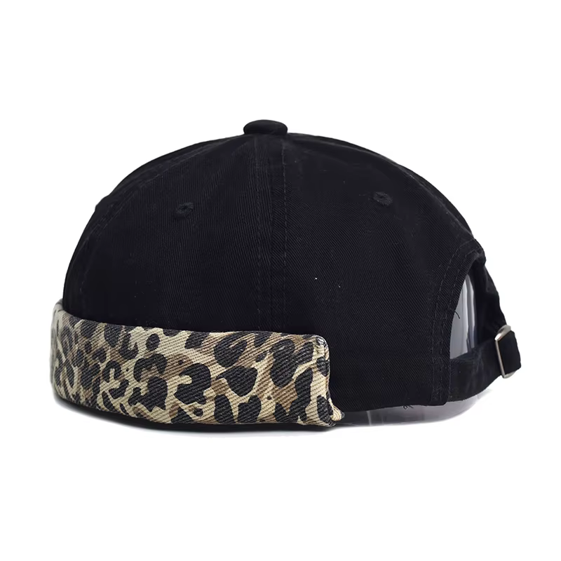 Bocca – casquette Docker imprimé léopard, motifs d'épissure, casquettes sans bords sans visière, bon