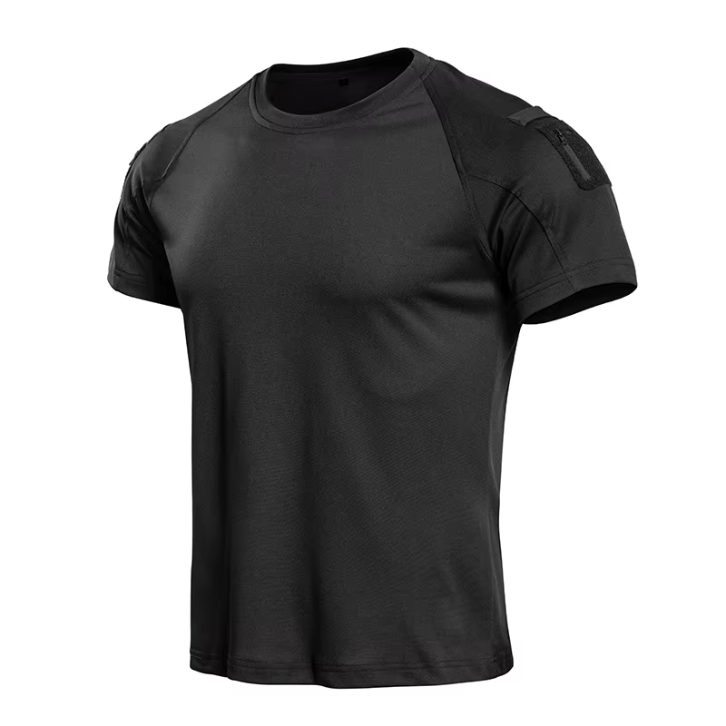 T-shirt tactique pour homme, manches courtes, séchage rapide, respirant, léger, avec poche zippée su