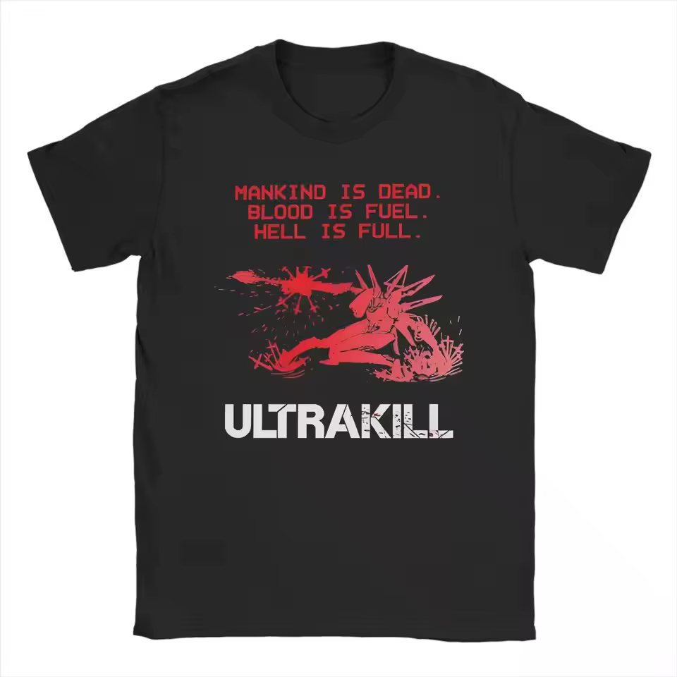Hell T-Shirts pour hommes Ultrakill humoristique haute qualité coton T-Shirts col rond manches court