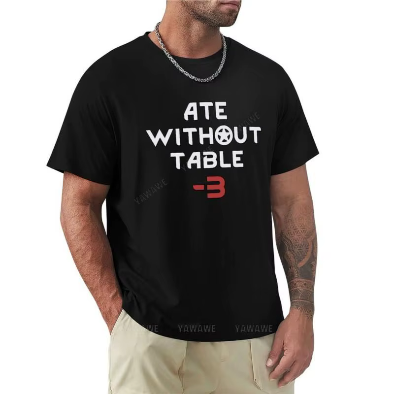 Rimworld-T-shirt manches courtes homme, décontracté et élégant, en coton noir, Ate Without Table -3