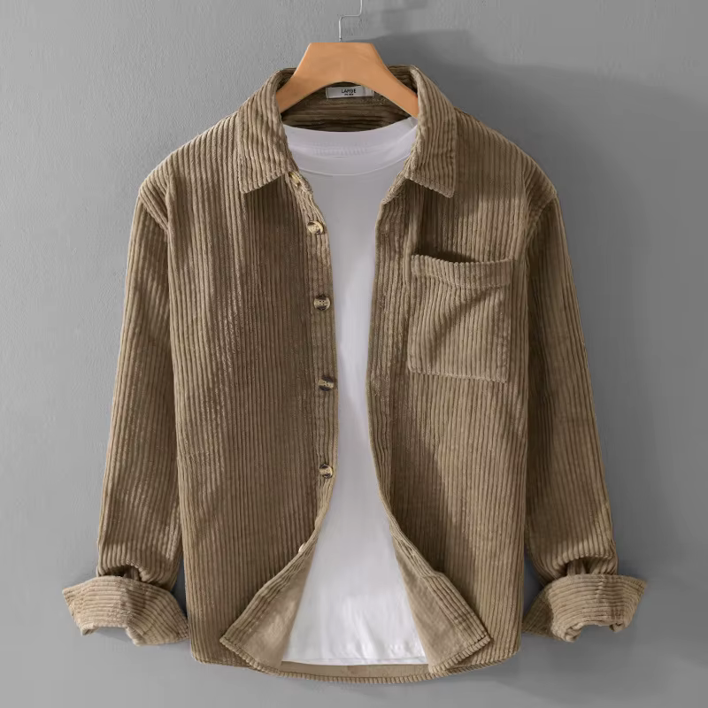 Nouvelle veste chemise décontractée en velours côtelé rétro pour homme, à manches longues, style str