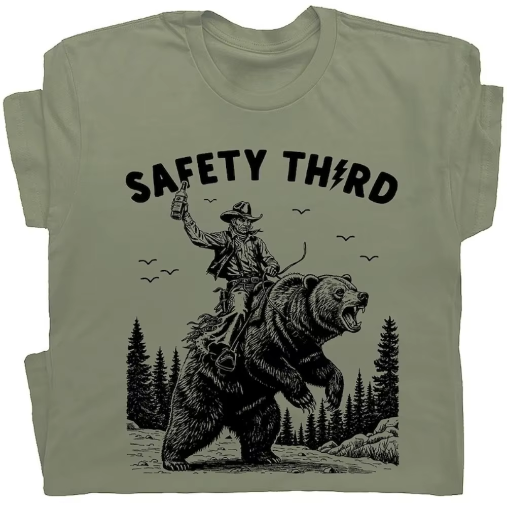 Sécurité troisième drôle T-shirt Nature fou nouveauté imprimé T-shirt femme homme Vintage Streetwear
