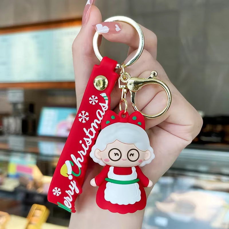 Porte-clés de Noël Père Noël et Mère Noël, accessoires de Noël, pendentif mignon, porte-clés de coup