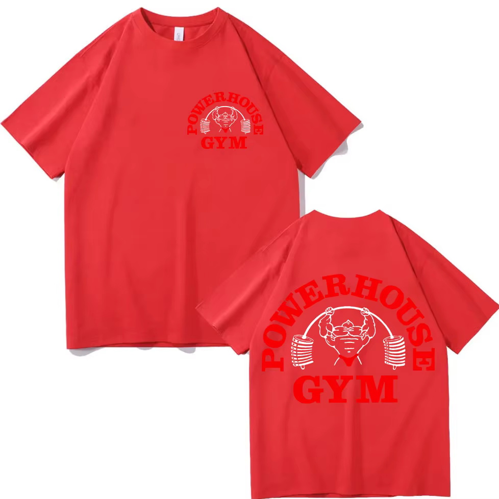 Powerhouse Gym Double face impression T-shirt haute rue mode tendance à manches courtes T-shirts hom