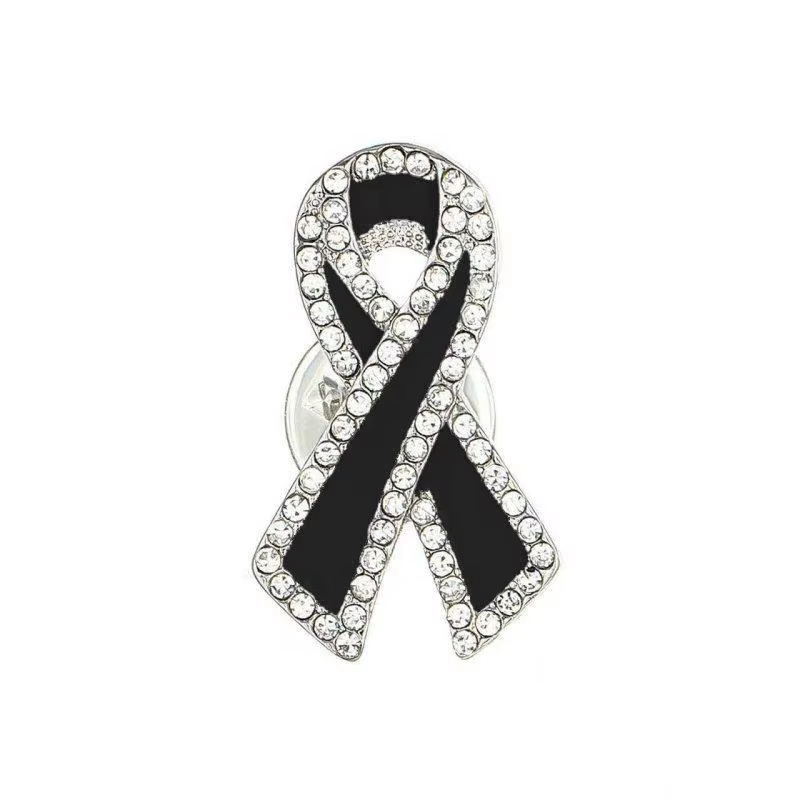 Broche en ruban de strass noir, 1/3/5 pièces, épingle commémorative pour femmes et hommes, costume, 