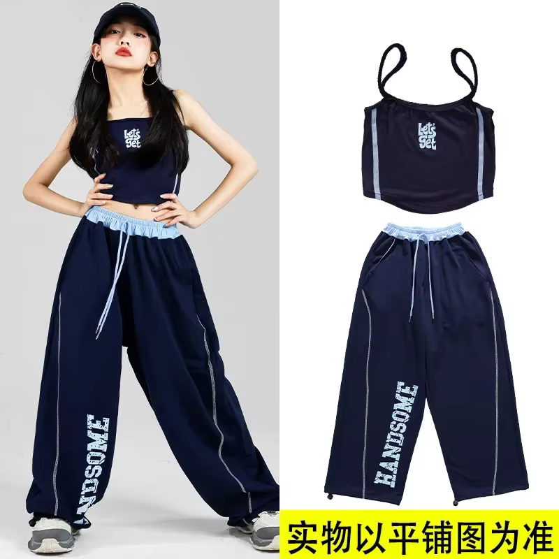 Enfant K-pop Streetwear vêtements ensembles filles Hip Hop haut court Sport lettre Joggers pantalon 