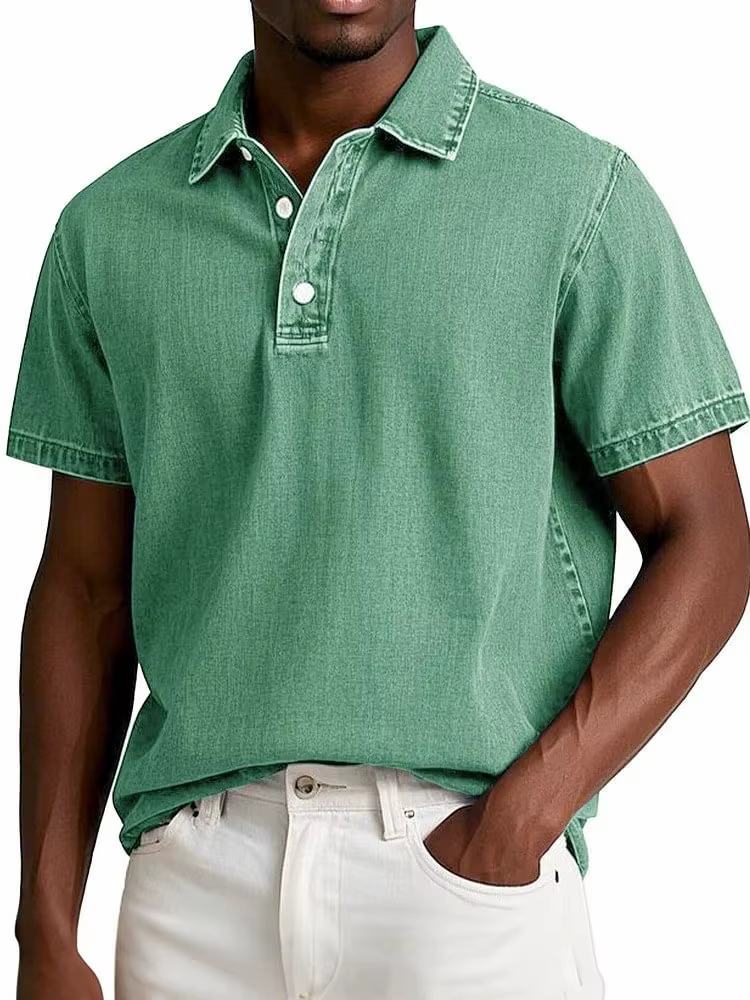 Polo Vintage à manches courtes pour hommes, couleur unie, hauts à revers, mode d'été décontractée, r