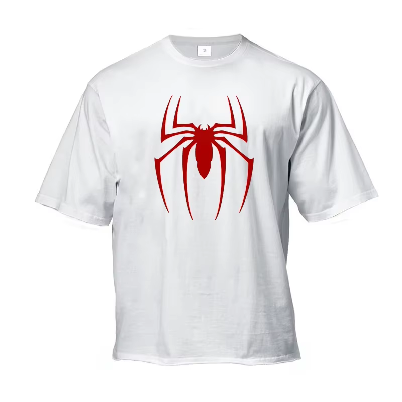 Vêtements de Sport de gymnastique imprimés araignée rouge, chemise ample surdimensionnée en coton po