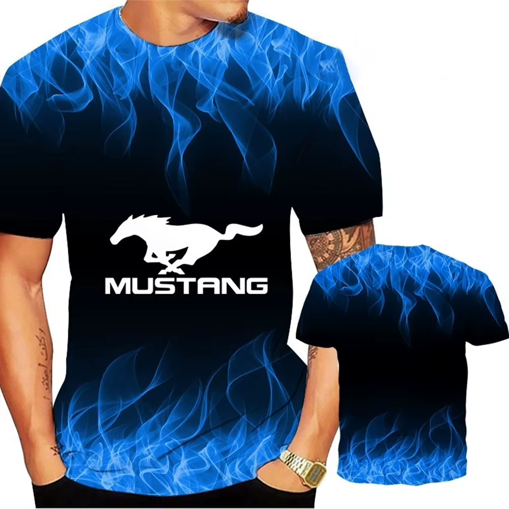 Le design artistique Mustang cool et à la mode 3D crée des manches courtes de sport confortables et 