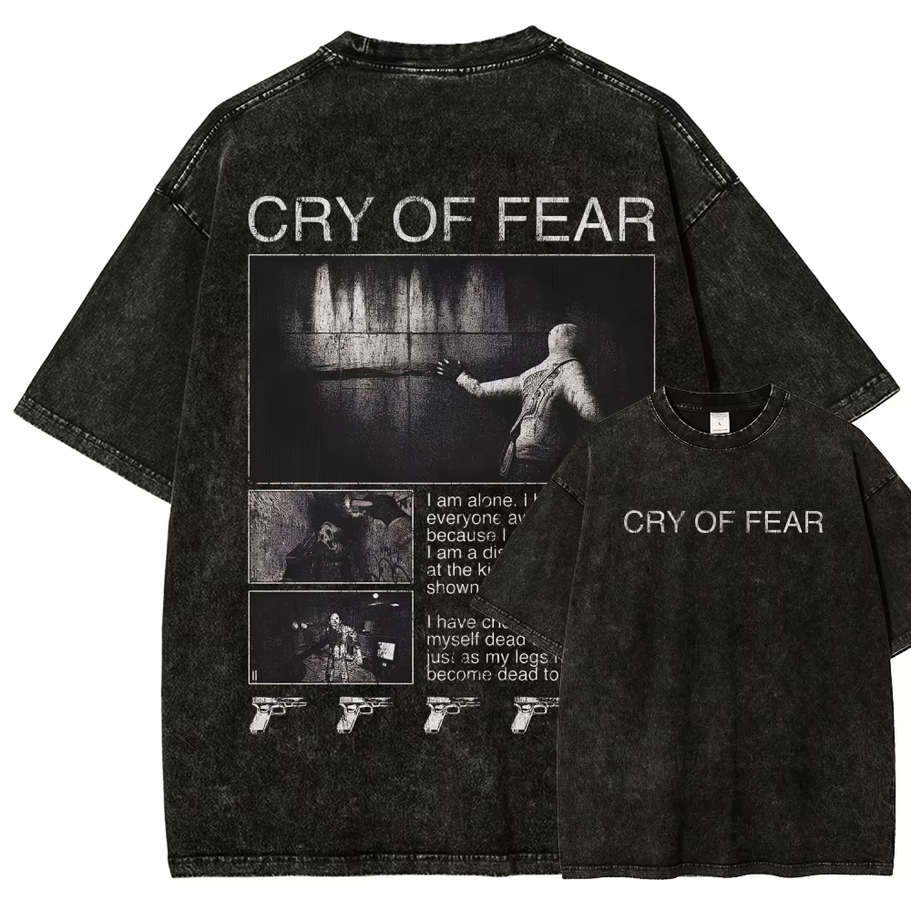 Cry of Fear – T-shirt délavé, nouveau modèle, vêtements surdimensionnés pour les amateurs d'anime, v