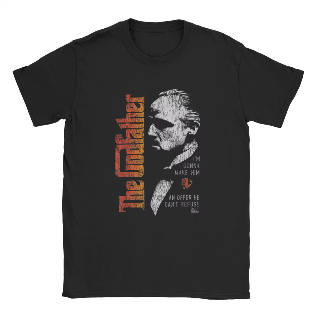 T-shirt manches courtes col rond homme, vintage, en pur coton, avec citation du film Don Vito Corleo
