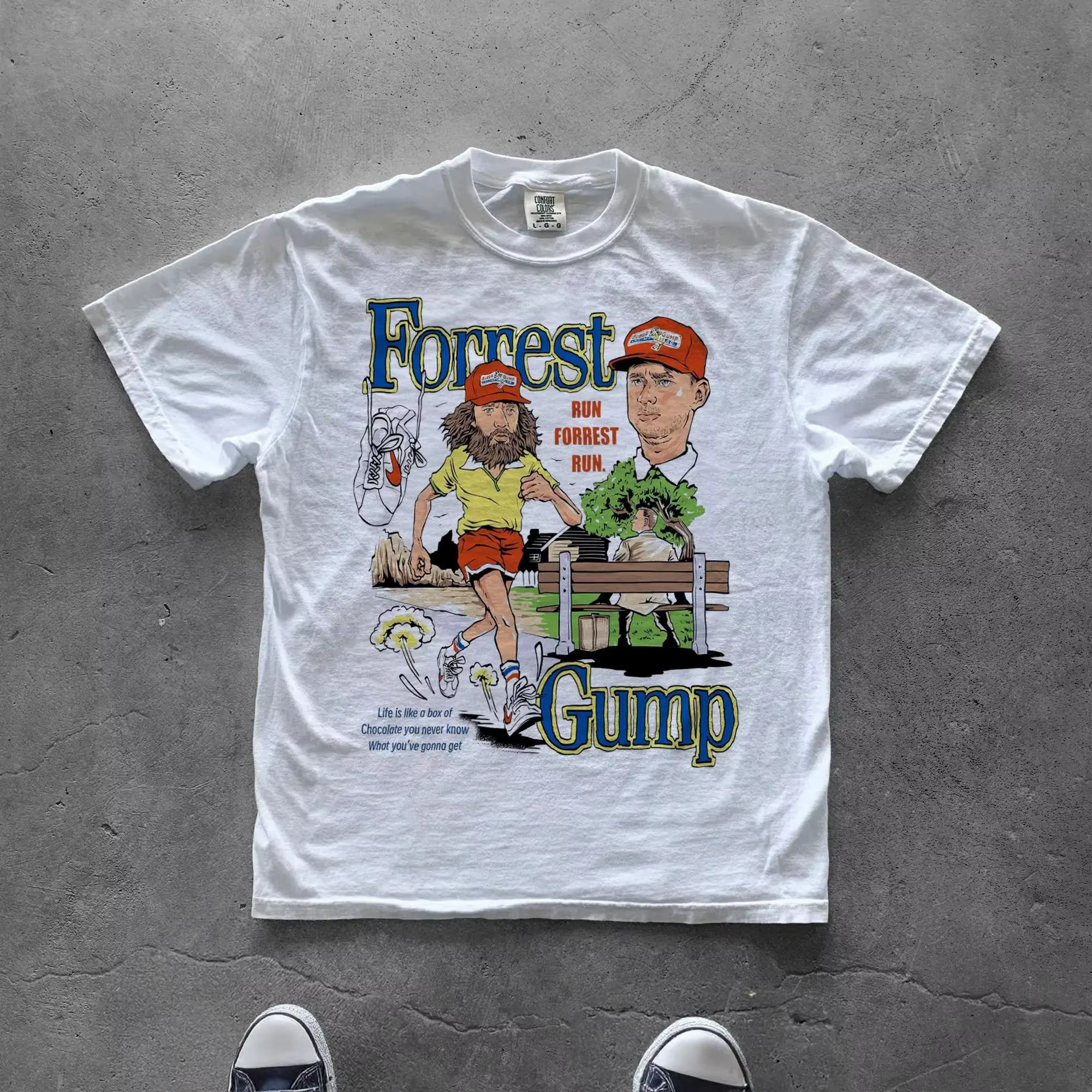 T-shirt à motif teinté, T-shirt vintage Y2k, T-shirt sur le thème du film Forrest Gump, T-shirt impr